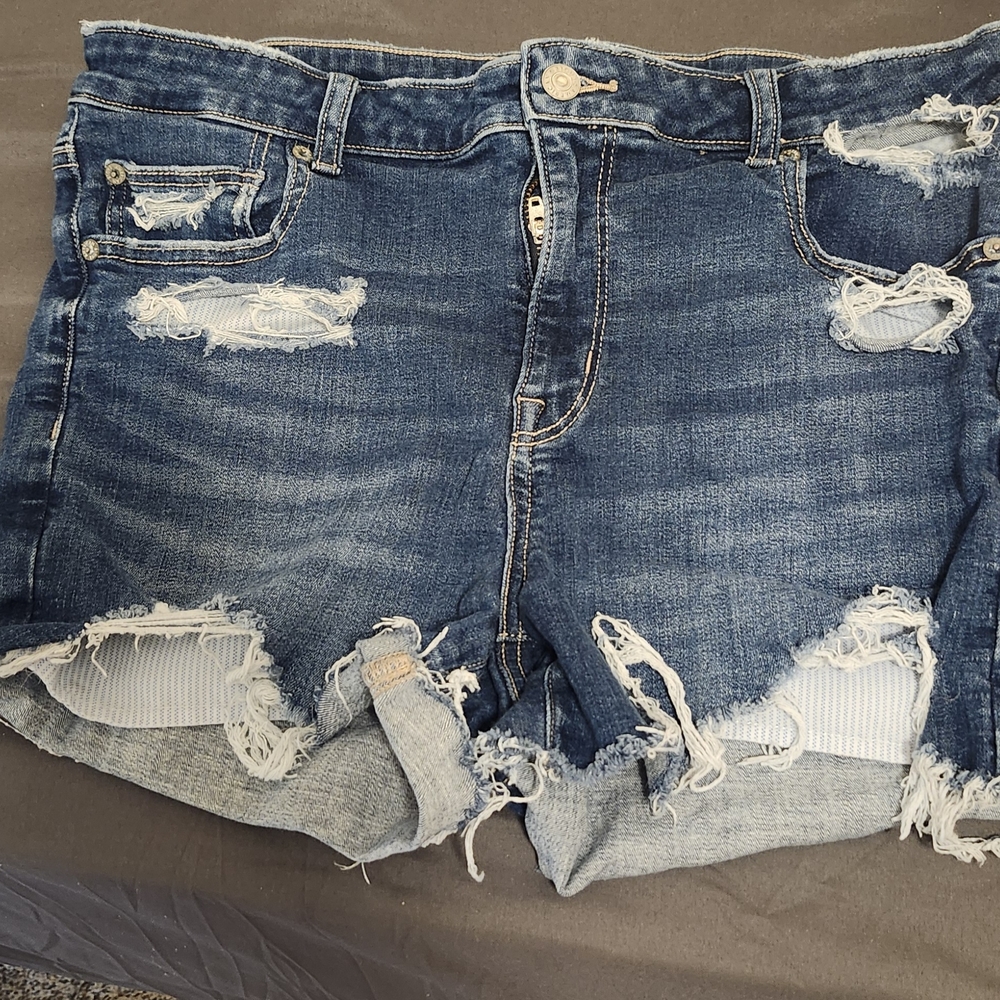 American Eagle Outfitters Blue Distressed Jean Shorts